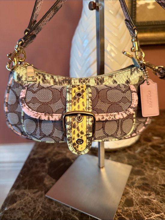 Coach Handbags - Coach NWT Ashton  Mini Crescent Shoulder Bag in Pink, Cream & Yellow Snake-Print